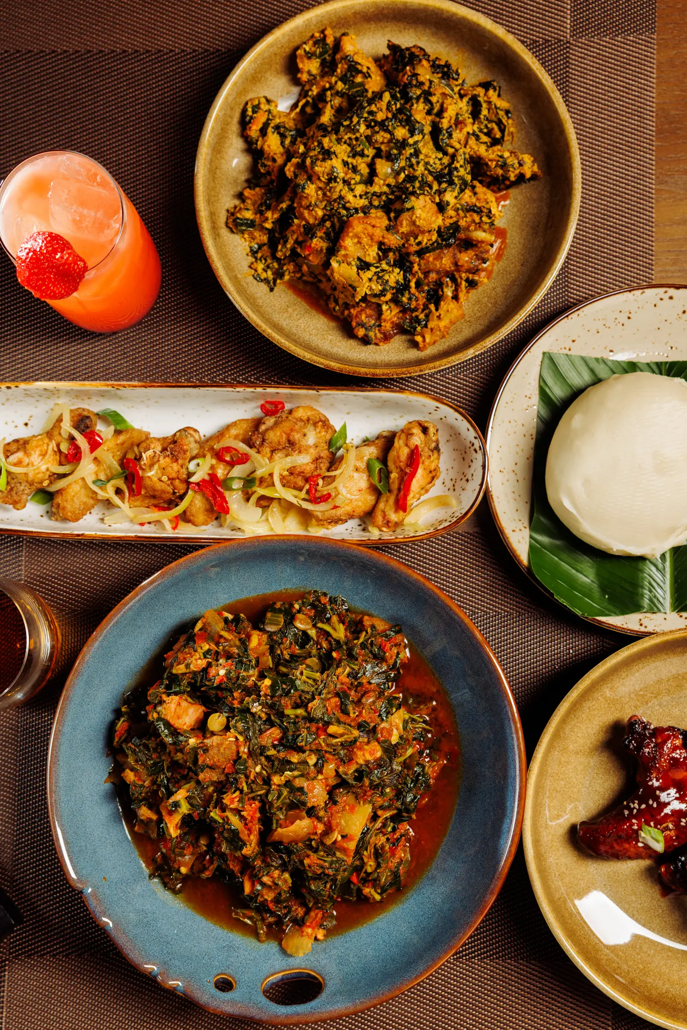 Nigerian stew and sides in premium presentation